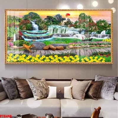 Tải file Tranh sơn thủy thác nước PT6466 (ảnh gốc) 300dpi Tranh sơn thủy thác nước PT6466