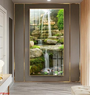 File PSD Tranh sơn thủy thác nước PT6467 (bản gốc) dễ dàng edit