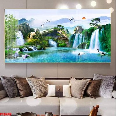 File gốc Tranh sơn thủy thác nước PT6492 (Filetranh.com) Tranh sơn thủy thác nước PT6492