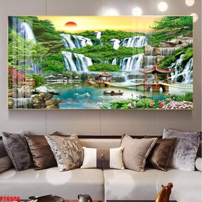 File PSD Tranh sơn thủy thác nước PT6505 (nguyên bản) cho thiết kế