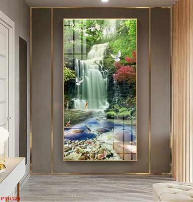 File in mica Tranh sơn thủy thác nước PT6521 (bản gốc) sắc sảo