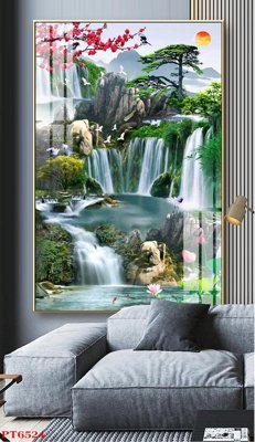 Download file Tranh sơn thủy thác nước PT6524 (chất lượng in ấn)