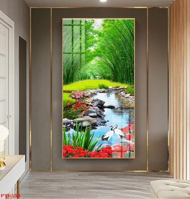 File tranh Tranh sơn thủy thác nước PT6558 (bản gốc) trang trí văn phòng