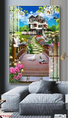 Download file Tranh sơn thủy thác nước PT6561 (gốc) in mica đèn LED