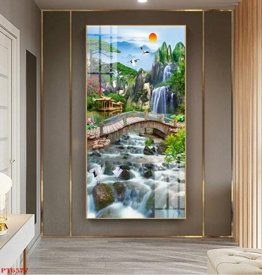 File in trần Tranh sơn thủy thác nước PT6577 (file gốc) chủ đề vũ trụ