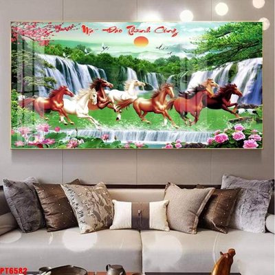 File ảnh Tranh sơn thủy thác nước PT6582 (gốc) in standee