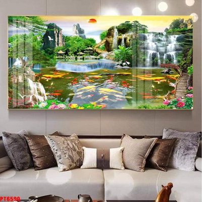 File tranh Tranh sơn thủy thác nước PT6590 (gốc) chủ đề trừu tượng