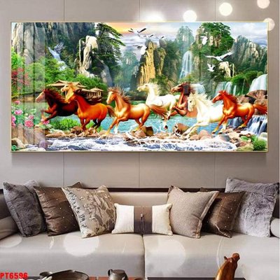 File tranh Tranh sơn thủy thác nước PT6596 (ảnh gốc) chi tiết rõ ràng