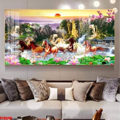 File in trần Tranh sơn thủy thác nước PT6598 (file gốc) hoa văn 3D