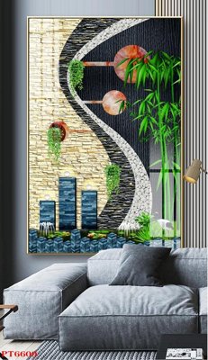 Chi tiết file gốc Tranh sơn thủy thác nước PT6609 (cho in tráng gương)