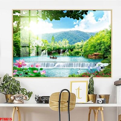 File PSD Tranh sơn thủy thác nước PT6615 (bản gốc) độ phân giải cao