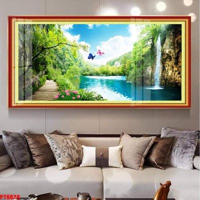 File tranh Tranh sơn thủy thác nước PT6620 (ảnh gốc) in trần xuyên sáng