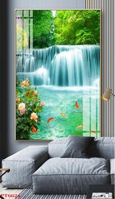 File tranh quảng cáo Tranh sơn thủy thác nước PT6624 (file gốc) chuyên nghiệp