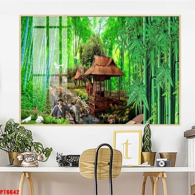 File tranh Tranh sơn thủy thác nước PT6642 (ảnh gốc) chi tiết rõ ràng