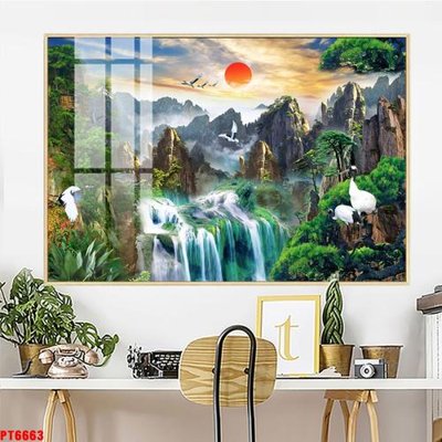 Tải file Tranh sơn thủy thác nước PT6663 (PSD) cho in ấn quảng cáo