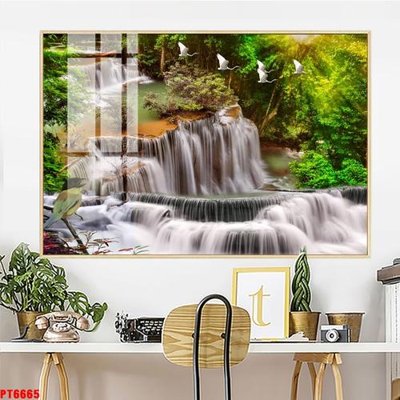 File in ấn Tranh sơn thủy thác nước PT6665 (bản gốc) sắc nét