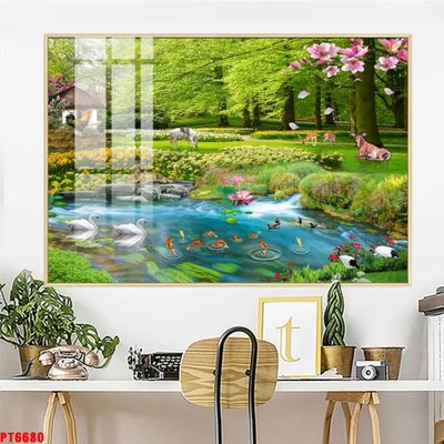 File tranh Tranh sơn thủy thác nước PT6680 (gốc) chủ đề trẻ em