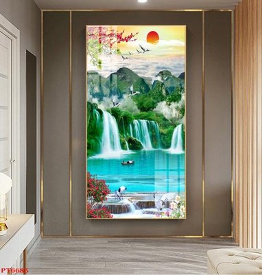 Tệp tin gốc Tranh sơn thủy thác nước PT6685 (chất lượng) Tranh sơn thủy thác nước PT6685