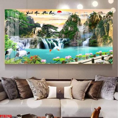 Tải file Tranh sơn thủy thác nước PT6703 (ảnh gốc) in gạch men