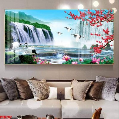 File PSD Tranh sơn thủy thác nước PT6707 (bản gốc) đã tách nền
