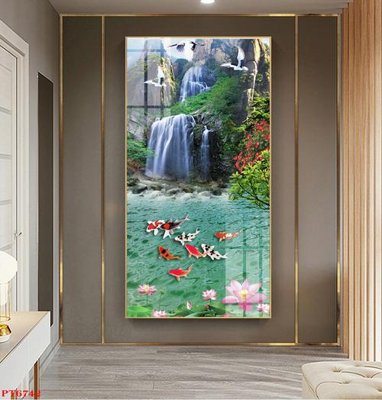 File PSD Tranh sơn thủy thác nước PT6742 (bản gốc) cho nhà in