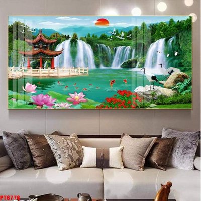 Tải file tranh Tranh sơn thủy thác nước PT6776 (ảnh gốc) ngay