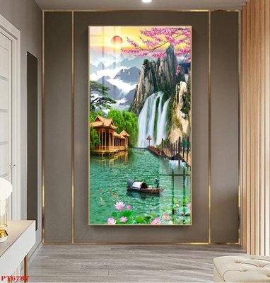 Mua file tranh gốc Tranh sơn thủy thác nước PT6787 tại Filetranh.com
