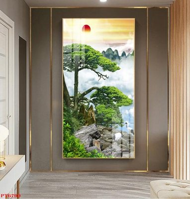 Tải file Tranh sơn thủy thác nước PT6790 (gốc) in nhanh