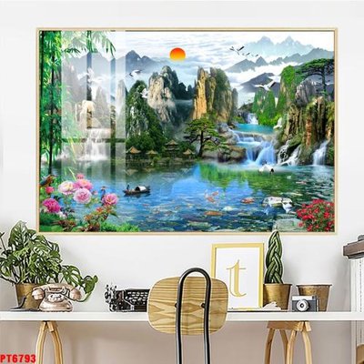 Tệp tin gốc Tranh sơn thủy thác nước PT6793 (chất lượng) Tranh sơn thủy thác nước PT6793
