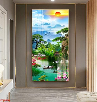 File ảnh Tranh sơn thủy thác nước PT6794 (gốc) cho trang trí nội thất