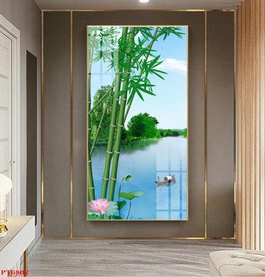 Download file Tranh sơn thủy thác nước PT6802 (gốc) in mica đèn LED