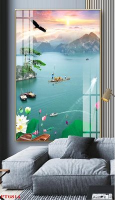 File PSD Tranh sơn thủy thác nước PT6814 (gốc) cho designer