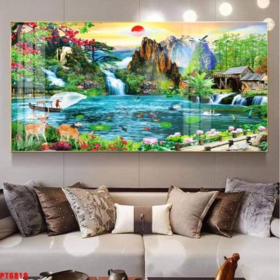 File gốc in ấn Tranh sơn thủy thác nước PT6819 chất lượng vượt trội