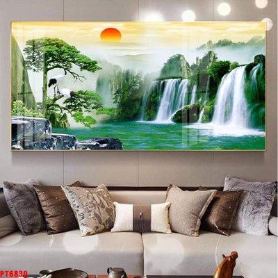 File tranh gốc Tranh sơn thủy thác nước PT6830 (bản quyền) file PSD