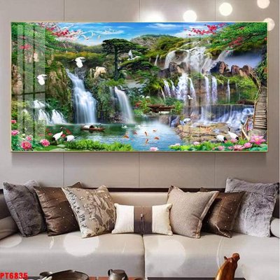 File gốc Tranh sơn thủy thác nước PT6835 (cho in ấn) độc quyền