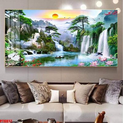Tải file Tranh sơn thủy thác nước PT6837 (gốc) chủ đề tôn giáo