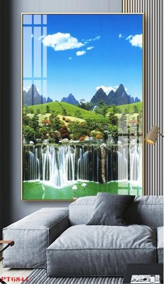 File ảnh Tranh sơn thủy thác nước PT6841 (gốc) in standee