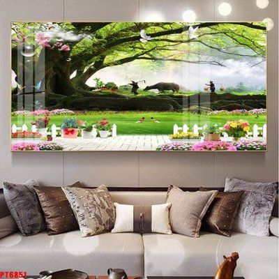 File tranh trang trí Tranh sơn thủy thác nước PT6851 (tải file gốc)