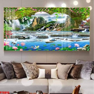 File gốc Tranh sơn thủy thác nước PT6855 (bản quyền) cho in ấn