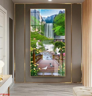 Tải file Tranh sơn thủy thác nước PT6862 (gốc) chủ đề tâm linh