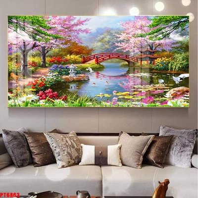 Download file Tranh sơn thủy thác nước PT6863 (gốc) in mica cao cấp