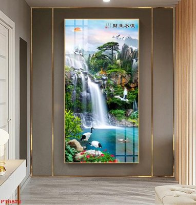 File PSD Tranh sơn thủy thác nước PT6872 (chất lượng in ấn)