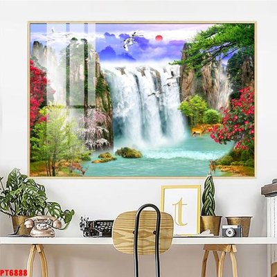 File tranh Tranh sơn thủy thác nước PT6888 (gốc) chủ đề trẻ em