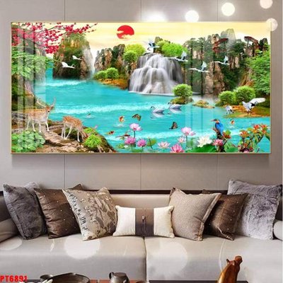 Tải file Tranh sơn thủy thác nước PT6891 (PSD) cho in ấn quảng cáo