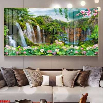 File gốc Tranh sơn thủy thác nước PT6901 (in mica) làm bảng hiệu