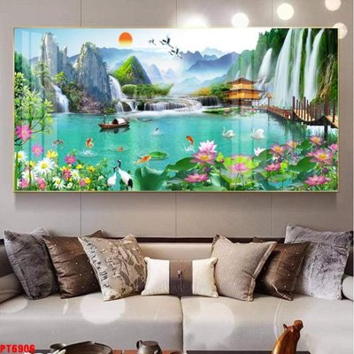 File gốc Tranh sơn thủy thác nước PT6906 (chuẩn CMYK) cho nhà in