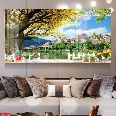 Hình ảnh file gốc Tranh sơn thủy thác nước PT6915 (chất lượng cao)