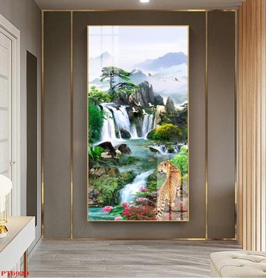 File tranh Tranh sơn thủy thác nước PT6920 (gốc) chủ đề thiên nhiên