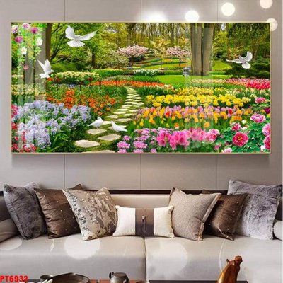 Ảnh gốc file in lụa Tranh sơn thủy thác nước PT6932 chi tiết