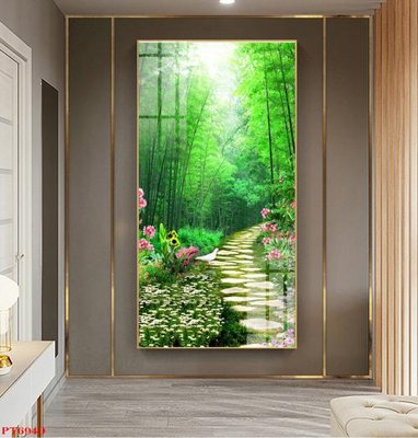 File tranh Tranh sơn thủy thác nước PT6940 (bản gốc) in lụa 5D